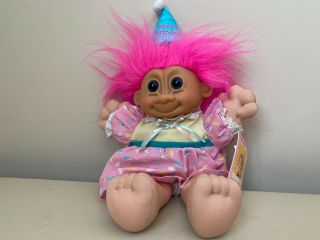 Russ Troll Kidz - Happy Birthday Doll - 2317 At 12 " - Pink Hair & Dress & Tags