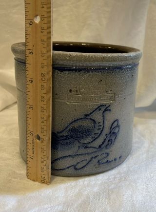 Vtg 1982 Rowe Pottery Stoneware Salt Glaze Cobalt Blue 5.  25” Crock 3