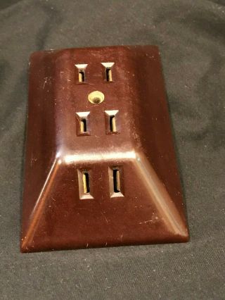 Vintage Four Outlet Plug Brown