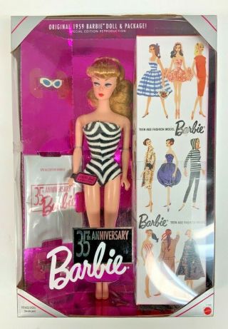Mattel 35th Anniversary Barbie,  1959 Barbie Doll & Package