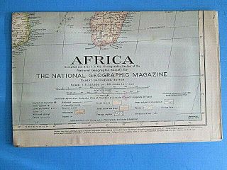 Vintage 1943 National Geographic Map Africa February Ww2 Era