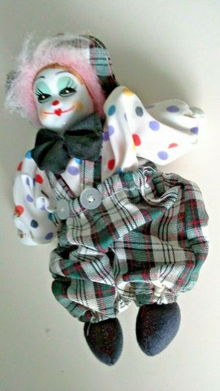 Vintage Clown Porcelain Face About 8 " Doll