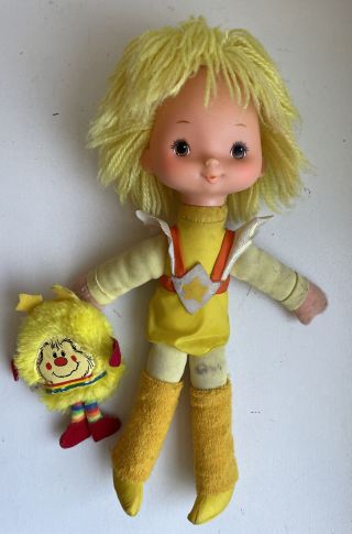1983 Rainbow Brite 10” Doll Canary Yellow With Spark Sprite Mattel Hallmark