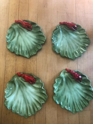Brad Keeler Vintage Mid Century Lobster Claw Plates Set Of Four.