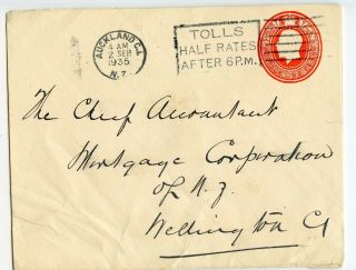 Zealand Envelope Kg V,  Cd.  7f,  To Wellington 1935,  Minor Soiling (b287)