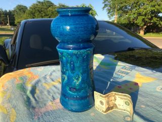 Vtg Mid Century Rosenthal Netter Cobslt Blue Vase Italy Ceramic Pottery 7/69 Nr