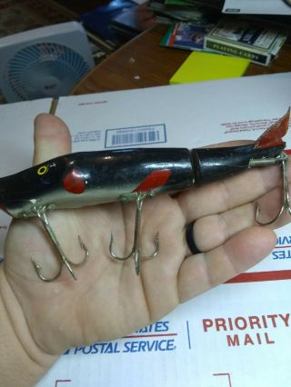 Rare Wood Bodied Large Mechanical Old Fishing Lure Any Help On Name Appreciated