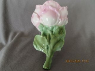 Vintage Pink Ceramic Rose Wall Pocket Made In Czechoslovakia