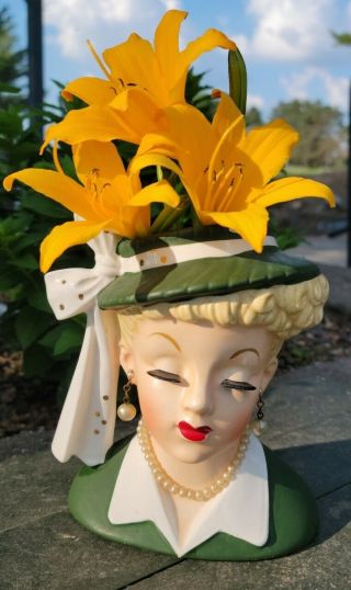 Vintage Napco Lucy Lucille Ball 1956 Lady Head Vase