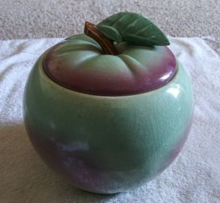 Vintage Mccoy Pottery Blushing Apple Cookie Jar Yellow Peach Decoration