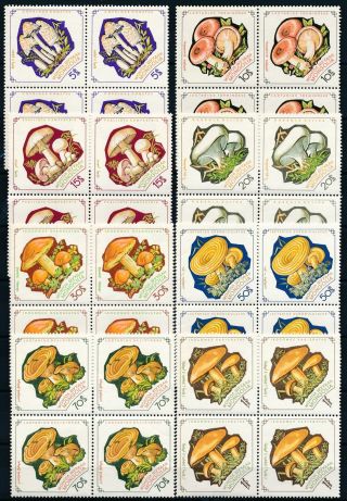 [pg10159] Mongolia 1964 Mushrooms Good Set In Bloc Of 4 Stamps Very Fine Mnh