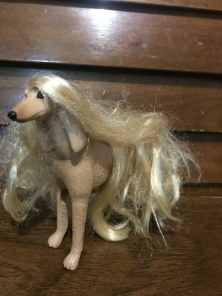 Barbie Pets Glam N Groom Lacey Dog Blonde Afghan Hound So Cute