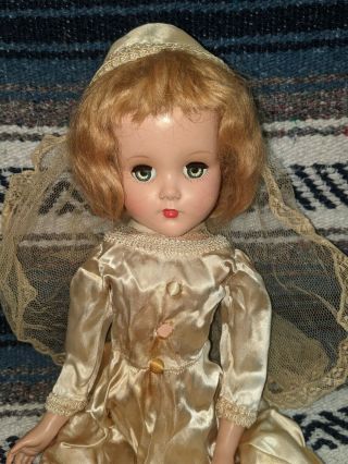 17 " Vintage Arranbee R&b Nanette Doll With Mohair Wig Wedding Dress