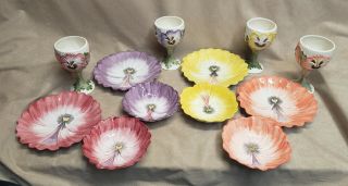 Set Of 16 April Flowers Fitz & Floyd Pansies Plates Bowls Speaders & Goblets
