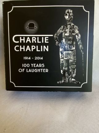 2014 1 Oz Silver Charlie Chaplin 100 Years Of Laughter Rect Coin Certified 52