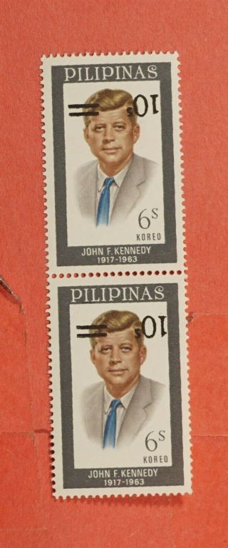 Error Philippines 1972 Jfk 1148 Inverted Overprint Pair