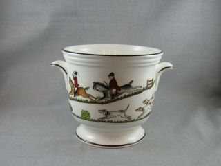 Vtg Crown Staffordshire Porcelain Hunting Scene Vase Planter Pot