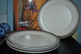 Nwot Mikasa Swirl Ombre Mocha Set/4 Dinner Plate 11.  25 " Border Embossed