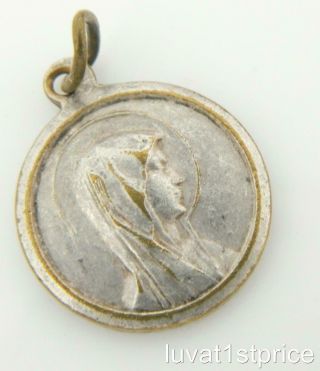 Antique Our Lady Of Lourdes - Blessed Virgin Mary Religious Miraculous Medal