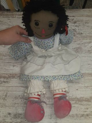 Handmade Black Raggedy Ann Doll African American Collectible Vintage Doll