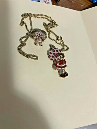 Vintage Strawberry Shortcake Necklace And Ring (1980) A.  G.  C american greetings 2