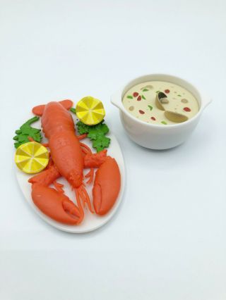 Our Generation 18 " Doll Seaside Beach House Lobster On Plate & Clam Chowder Bowl
