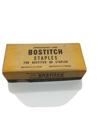 Vintage Box Of Bostitch B8 Staples Box Of 5000 Partially