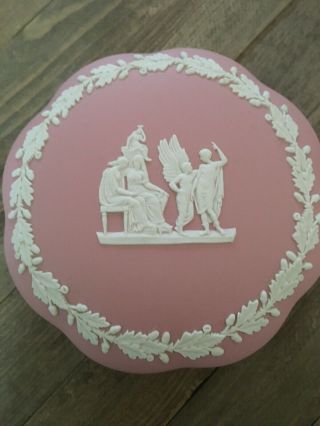 Wedgwood Pink Jasperware Trinket Box Large 5” Diameter Neoclassical