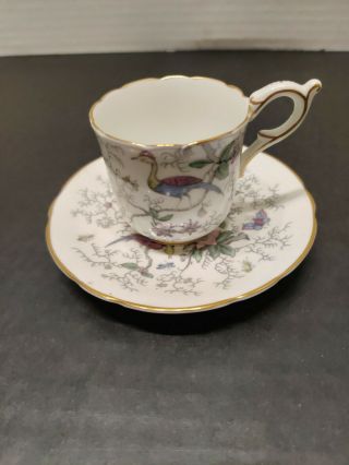 Vintage Coalport Bone China England Multicolored Cairo Set Footed Cup & Saucer