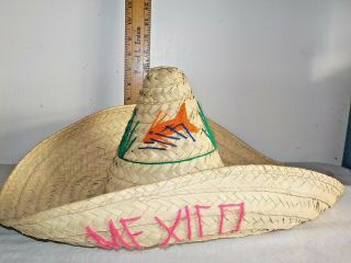 Vintage Made In Mexico Sombrero Hat Costume Accessory Straw Yarn Small