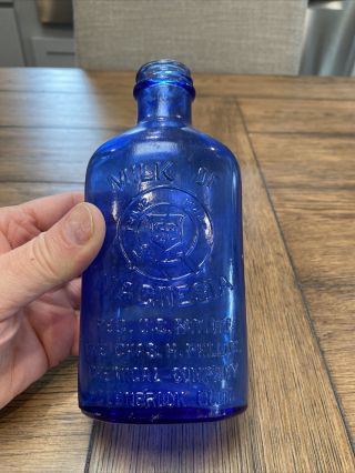 Vintage/antique Dark Cobalt Blue Milk Of Magnesia Bottle Usa