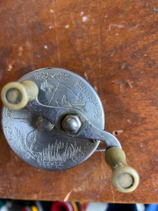 Vintage Jc Higgins Engraved Baitcasting Fishing Reel No 312 - 3184 Made In Usa