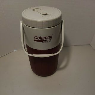 Coleman Polylite Burgundy 1/2 Gallon Thermos 5590 Water Jug Cooler Spout Vintage