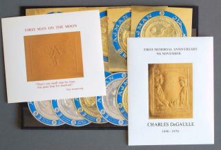 Ajman Uae 1969 Space,  Xf Mnh/ Gold Sheets,  Stamps Collect. ,  Apollo,  De Gaule