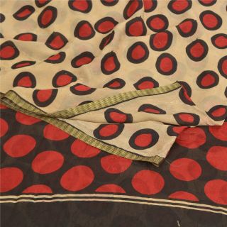Sanskriti Vintage Red Sarees Blend Georgette Printed Woven Sari 5yd Craft Fabric
