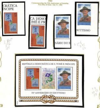 St.  Thomas & Prince Boy Scouts Scott 658 - 59 Stamp Set & Sheets Perf & Imp 1982