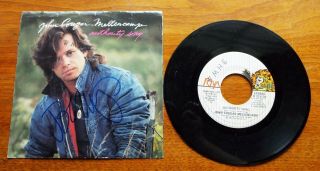 John Cougar Mellencamp Authority Song 45 Promo Record - Autographed Sleeve -
