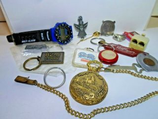 Vintage Junk Drawer - Pocket Watch,  Ranger Boat Key Chains & Other Stuff