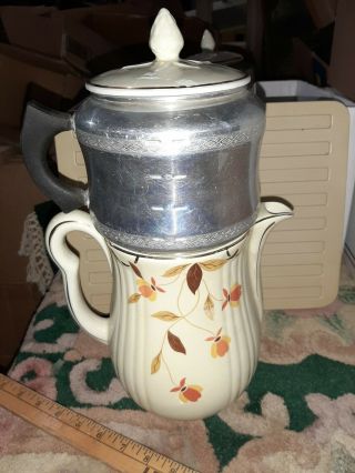 Vintage Hall Jewel Tea Autumn Leaf Coffee Pot Server With Percolator