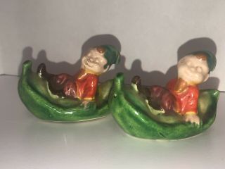 Vintage Pixie Elf Gnome Miniature Salt And Pepper Shakers - Japan