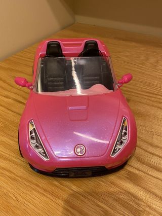 2016 Mattel Barbie Glam Pink Glitter Convertible Car With Seat Belts & Mirrors