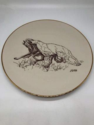 Rare Vintage Borzoi Club Of America Limited Ed 8.  5” Plate Gold Rimmed 1978