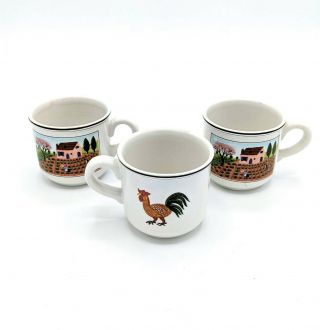 Villeroy & Boch Design Naif Farmhouse Chicken Rooster Set Of 3 Mugs French