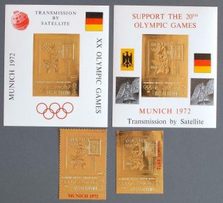 Ras Al Khaima Rak/uae 1972 Olympics,  Space,  Mnh Gold Sheets,  Imperf/perf Stamps