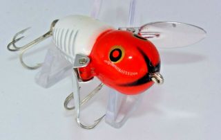 Vintage Heddon 1 - 3/4 " Tiny Crazy Crawler Red/white 7gr Surface Fishing Lure