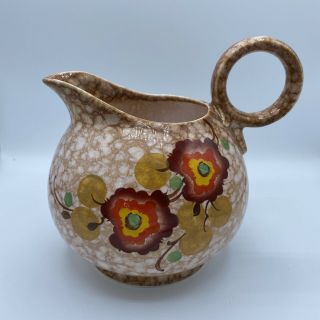 Vintage Hand Painted Made In Czechoslovakia Pottery Pitcher