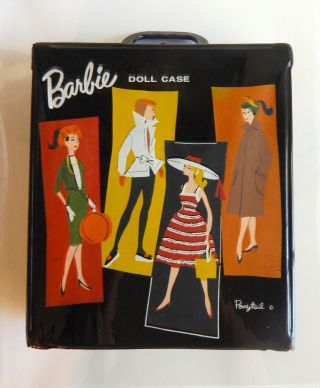 12.  5x11x3” Vintage Mattel Barbie Doll Case Trunk Ponytail Black 1960