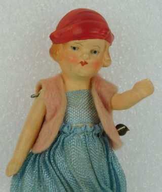 Vintage All - Bisque Doll W/ Wired Joints 4 " Germany Hertwig? Outfit