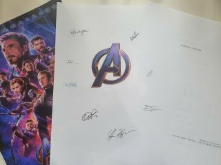 Avengers Endgame Script/screenplay With Movie Poster And Autographs Signed Print