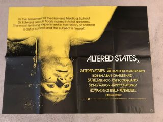 Altered States (1981) Quad Film Poster Ken Russell,  William Hurt